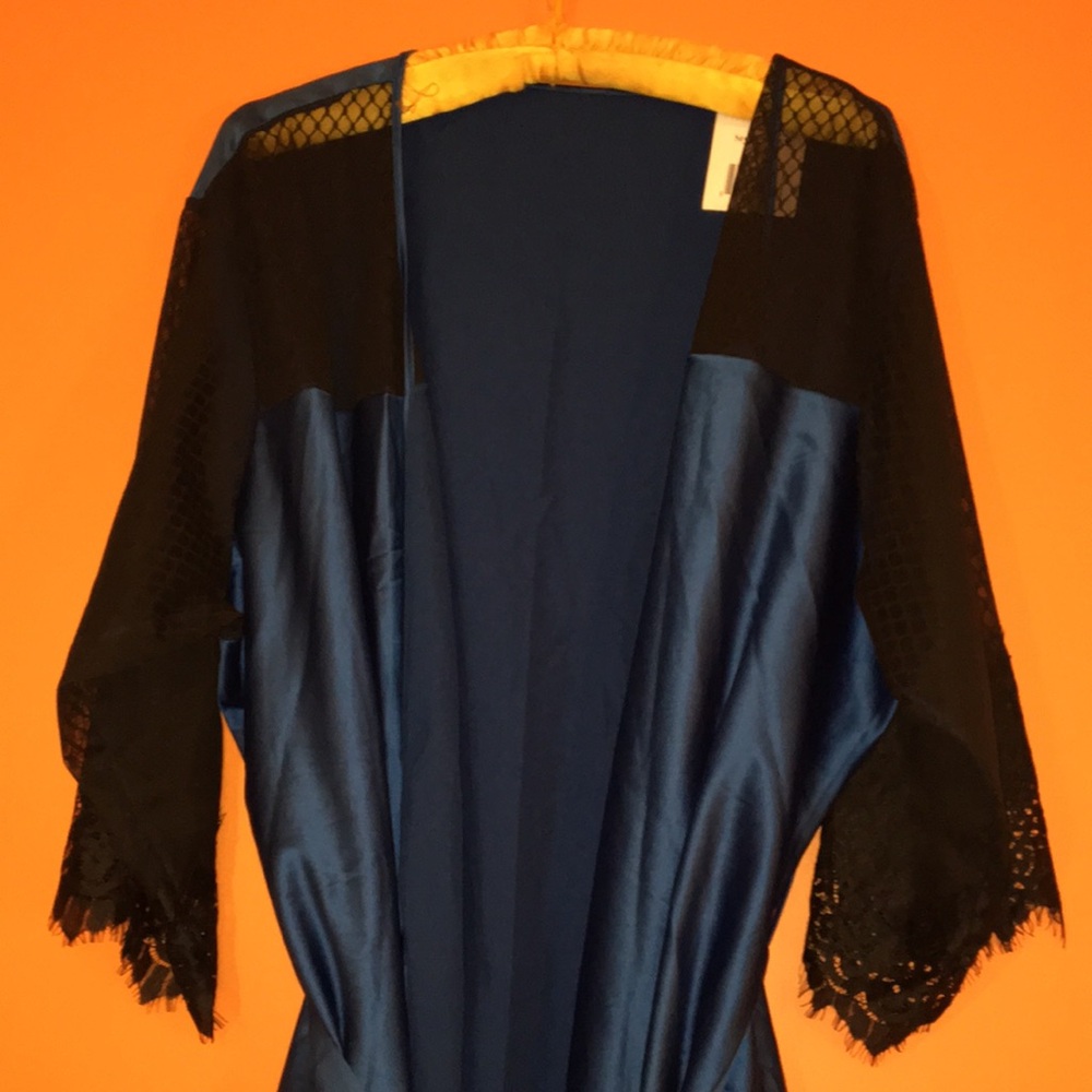 Teal Blue and Black Women's Robe & Chemise Lounge Set Woman’s Size 3X Plus Size - Picture 11 of 16